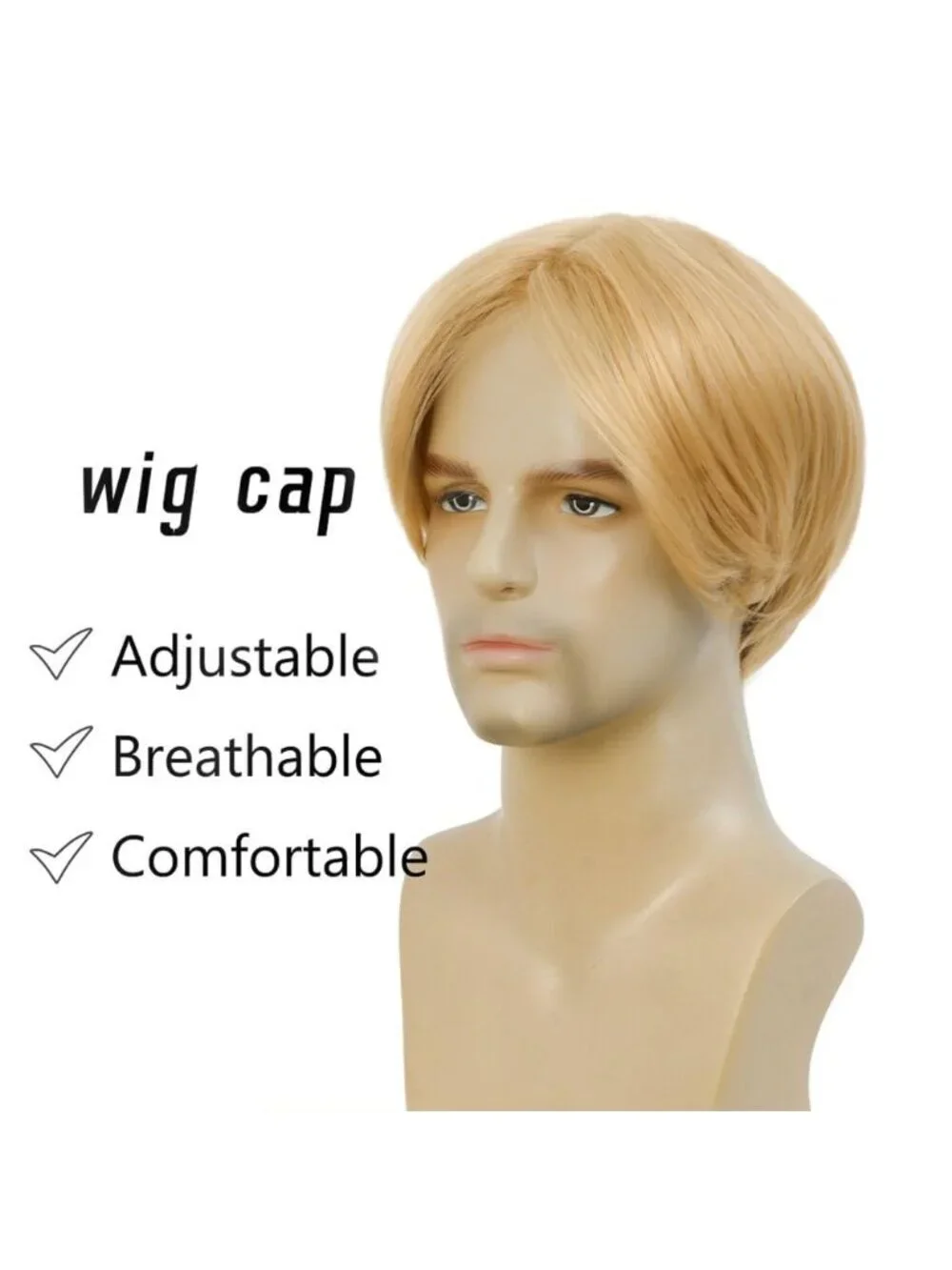 Men's Straight Blonde Heat Resistant Synthetic Fiber Long Hair Retro Mullet Wigs